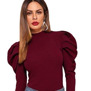 Puffed sleeve Maroon Top